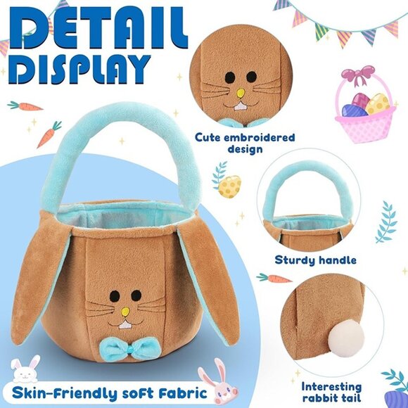 NEW Easter Basket for Kids Empty - Bunny Easter Buckets with Rabbit Ears - Picture 3 of 8